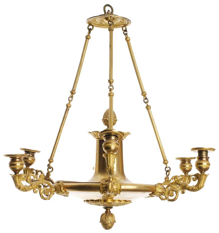 AMPEL, för sex ljus. Frankrike, 1800-talets första hälft. Senempire.