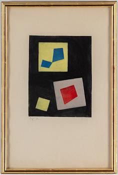 JEAN ARP, etching with handcolouring, ca 1950,  signed in pencil and numbered IV/V.