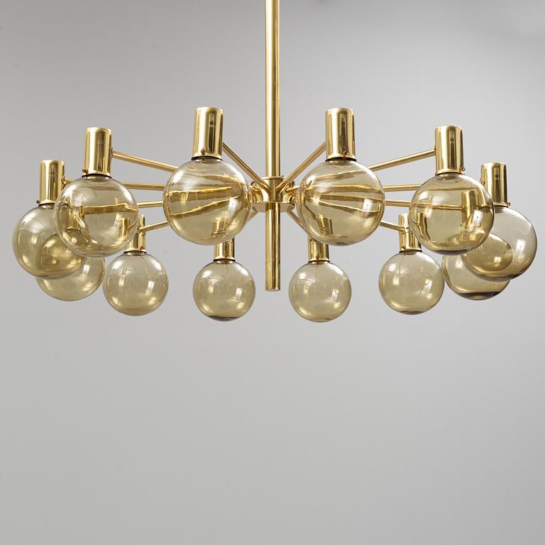 Hans-Agne Jakobsson, a brass and glass chandelier, Markaryd, Sweden.