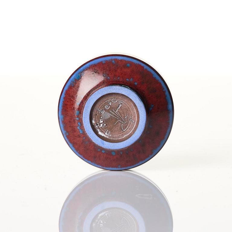 Berndt Friberg, a mahogany casket with stoneware miniatures, Gustavsberg Studio, no. 17.