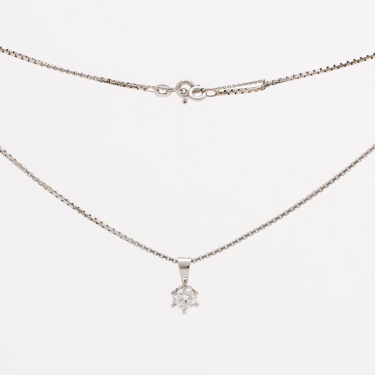 BRILJANTHÄNGE m KEDJA 18K vitguld 1 briljant 0, 77 ct TW SI, Stjärnringen certifikat 1997.