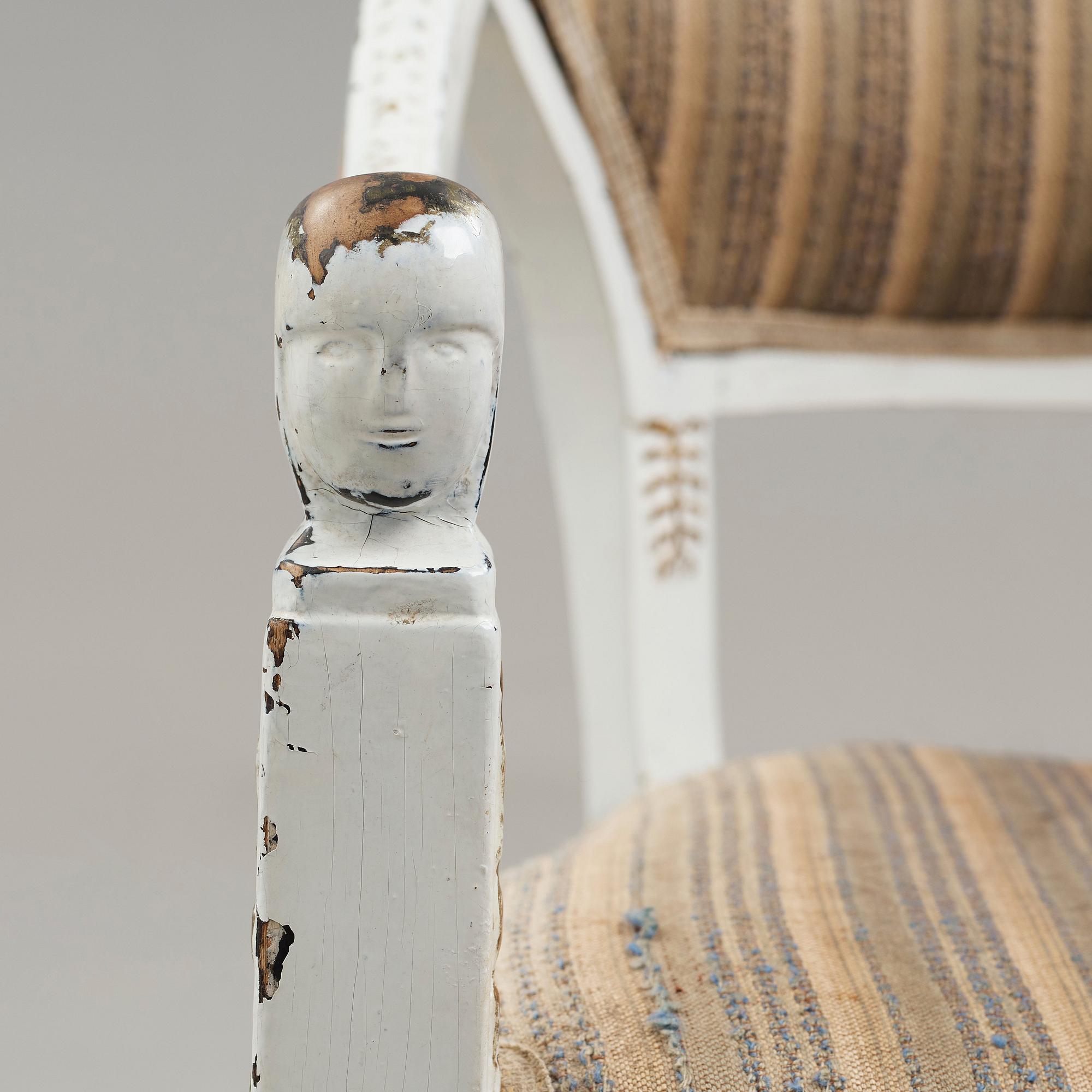 A pair of late Gustavian circa 1800 armchairs.