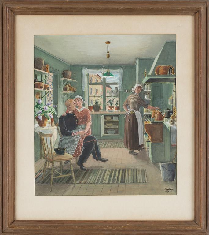 RUDOLF CARLBORG, 3 st, akvarell med täckvitt, signerade och daterade.