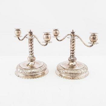 Anders Nilsson candelabras, a pair, silver, Lund 1925.