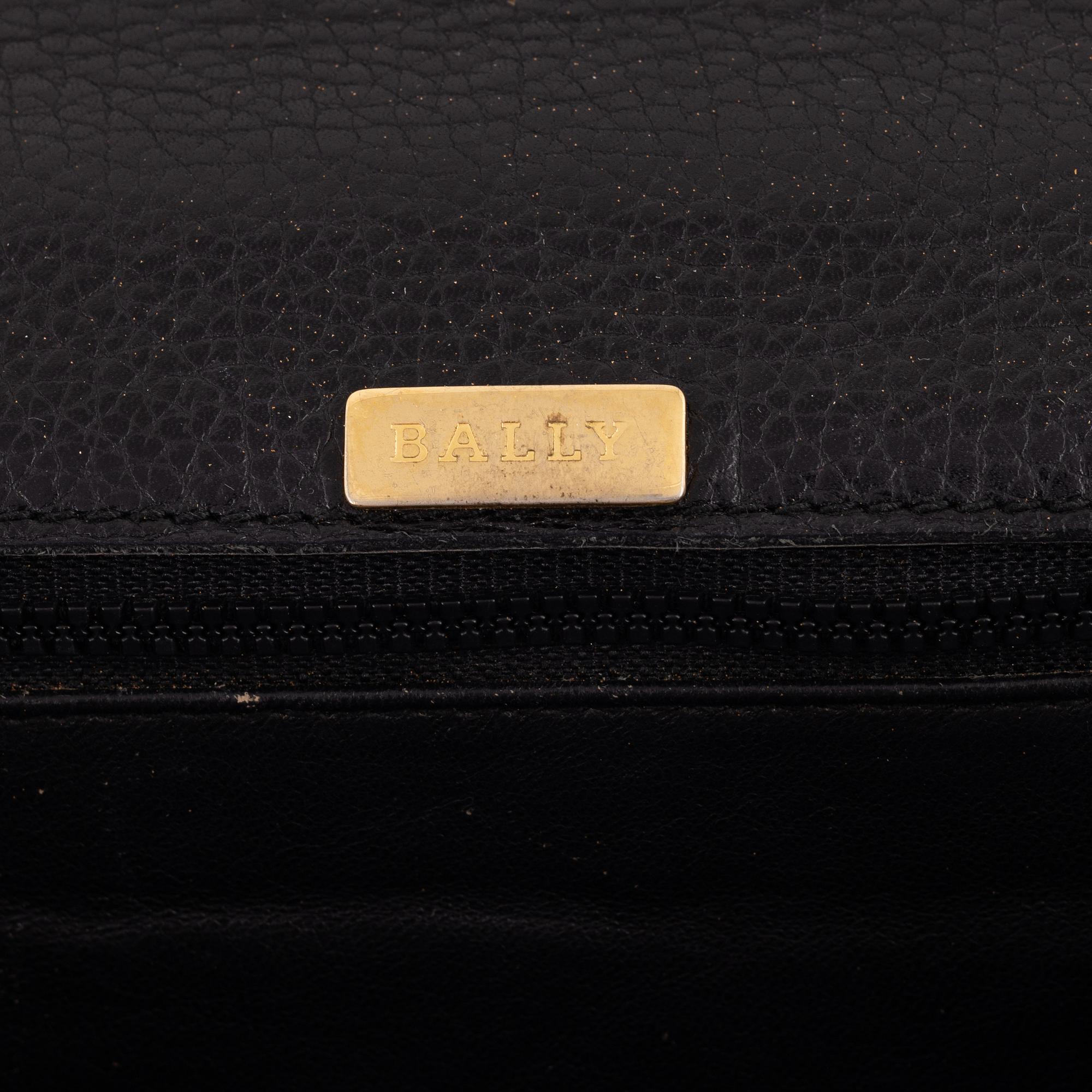 Bally, a black leather bag.