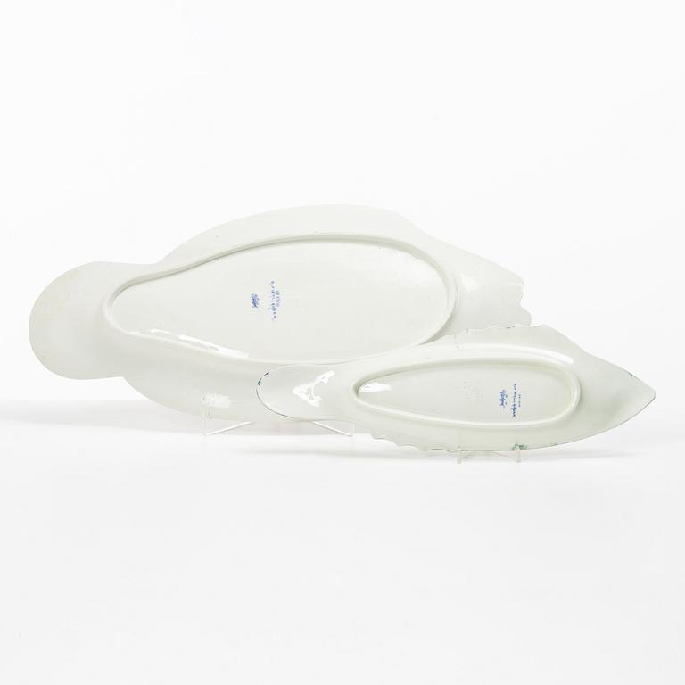 Alf Wallander, fish plates, 2 pcs, stoneware, Rörstrand, circa 1900.