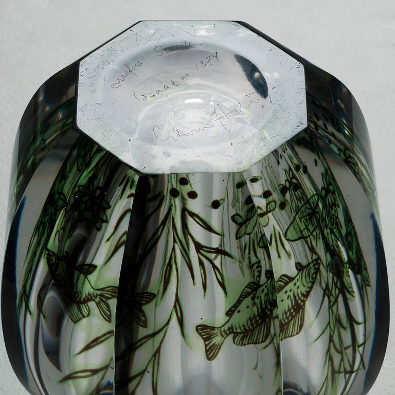 An Edward Hald 'graal' glass vase, Orrefors 1943.