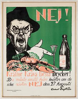 Albert Engström · ALBERT ENGSTRÖM, efter, litografiskt tryck. 1900-talets senare del.