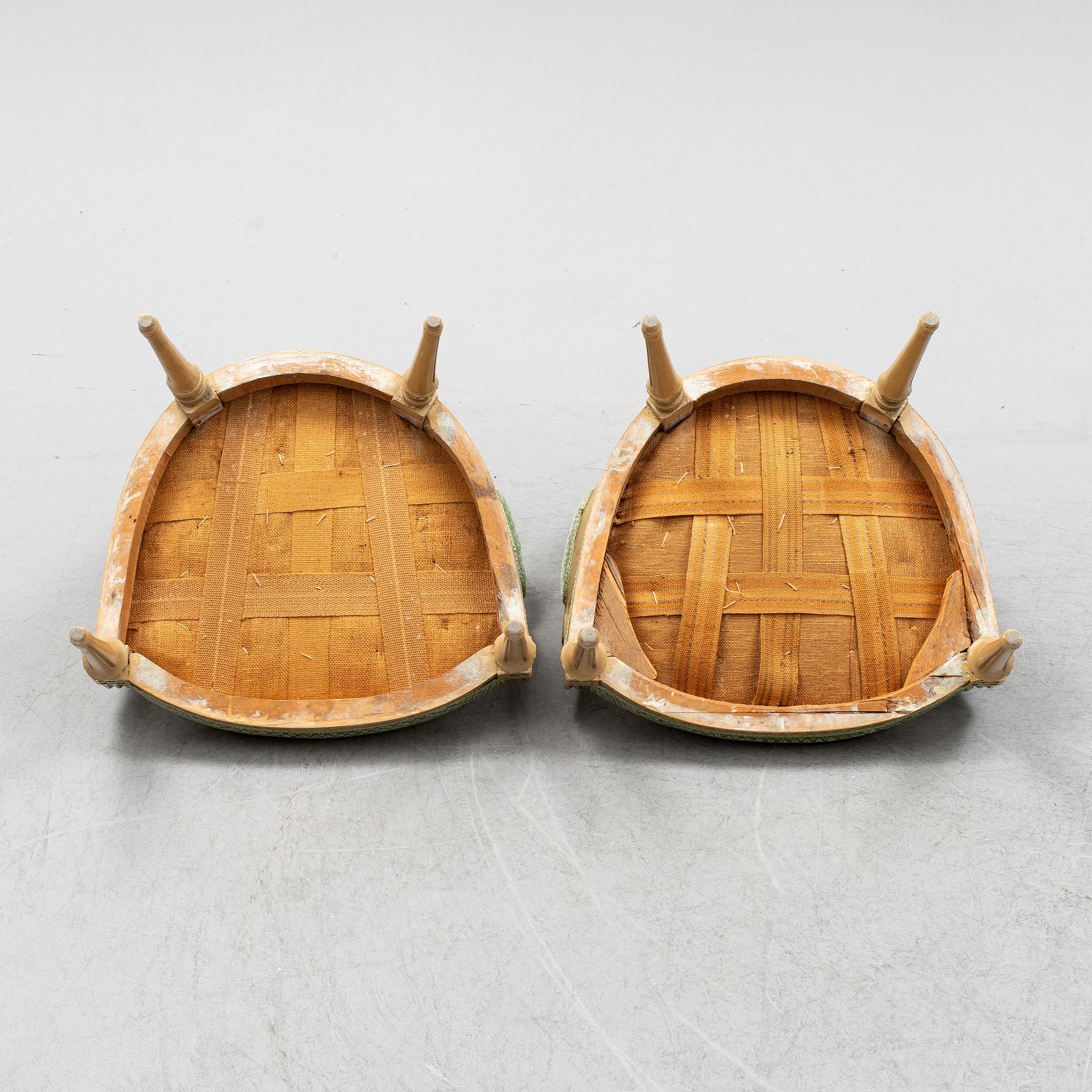 A pair of gustavian armchairs, late 18th century.