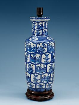 1764. A blue and white rouleau vase, Qing dynasty (1644-1912).