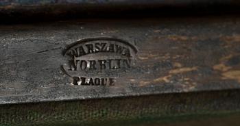 BRICKA, försilvrad mässing, stämplad Warszawa Norblin Plaque, 1800-talets senare hälft.