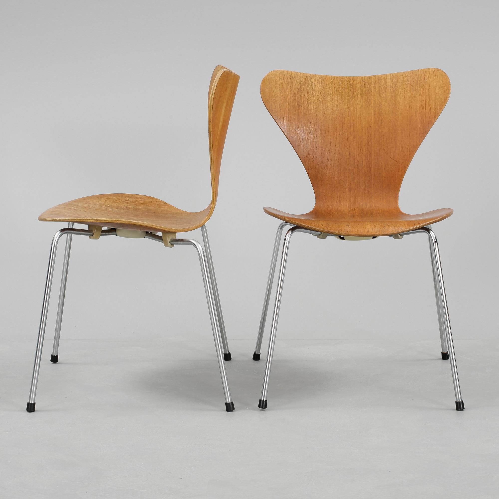 STOLAR, 8 st, "Sjuan", Arne Jacobsen, Fritz Hansen, 1960-70-tal.
