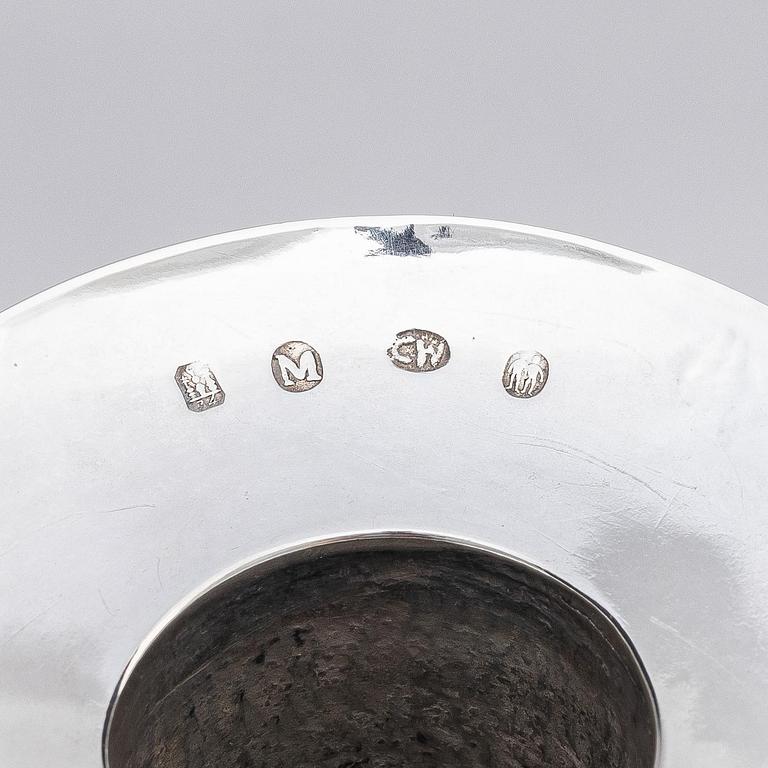 A pair of Danish 19th century silver candelabras, marks of Caspar Julius Wrom, Copenhagen 1834.