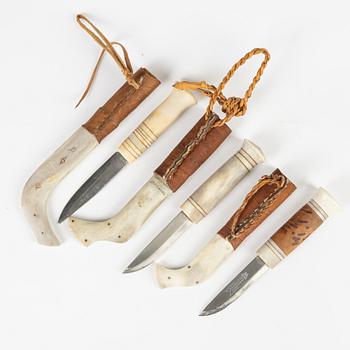 Three reindeer horn knives all signed.