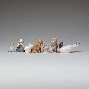 FIGURINER, 7 st. Porslin, Royal Copenhagen och Bing & Gröndahl.