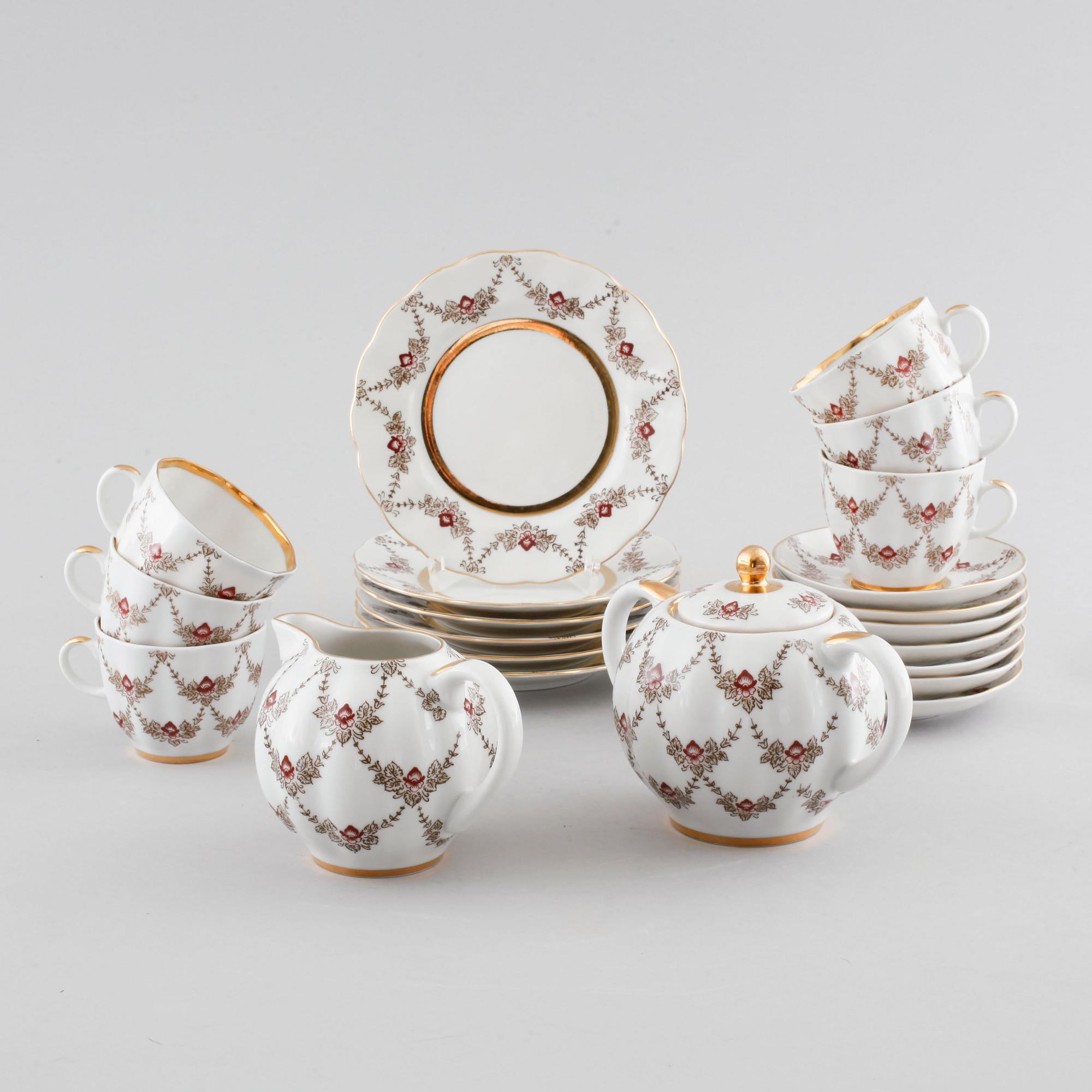 14 pcs tableware by Lomonosov, second half of the 20th century.