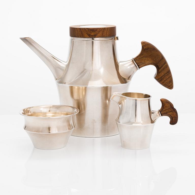 Tapio Wirkkala, a 3-piece 'TW176' silver coffee set, marked TW, Kultakeskus, Hämeenlinna 1959-60.