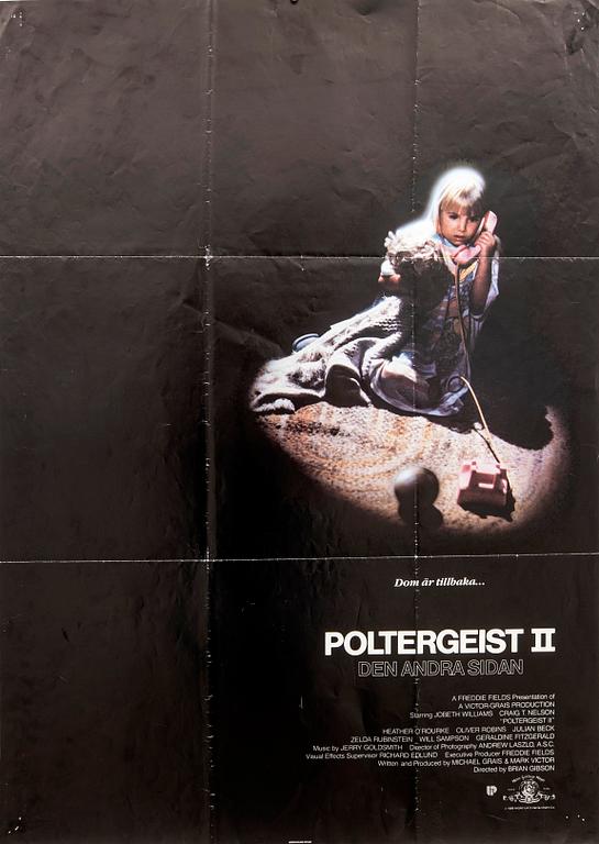 Filmaffischer 3 st. "Poltergeist I, II, III" Sverige 1982, 1986 och 1988.