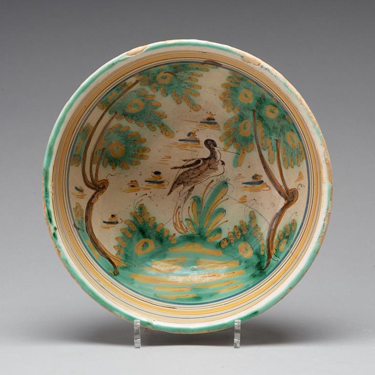 An Italian or Spanish faiance bowl, 18th Century.