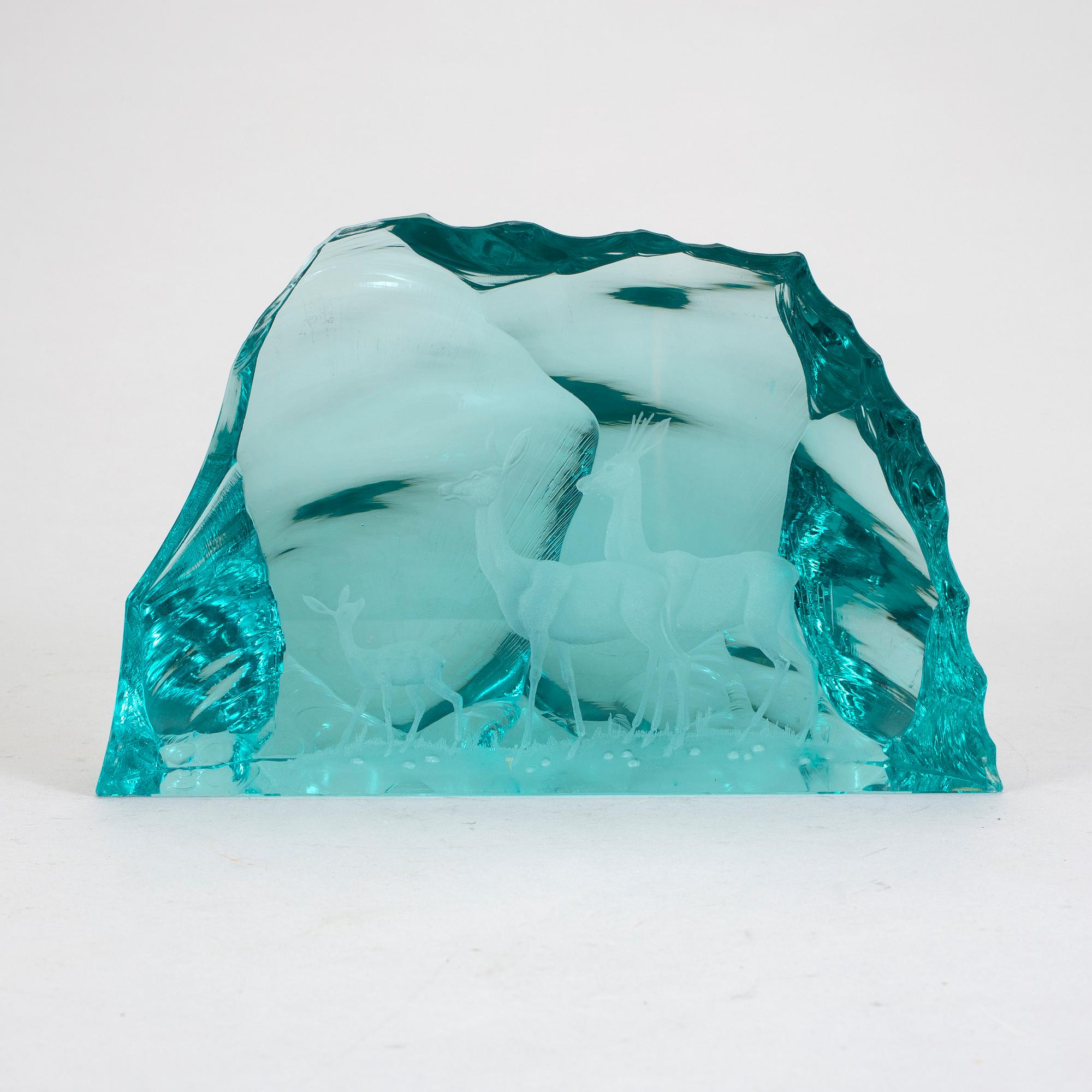 SKULPTUR, glas, signerad Vicke Lindstrand, Kosta.