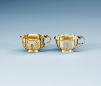 1161. TWO RUSSIAN SILVER-GILT TSCHARKAS, Moscow 1776 and 1789.