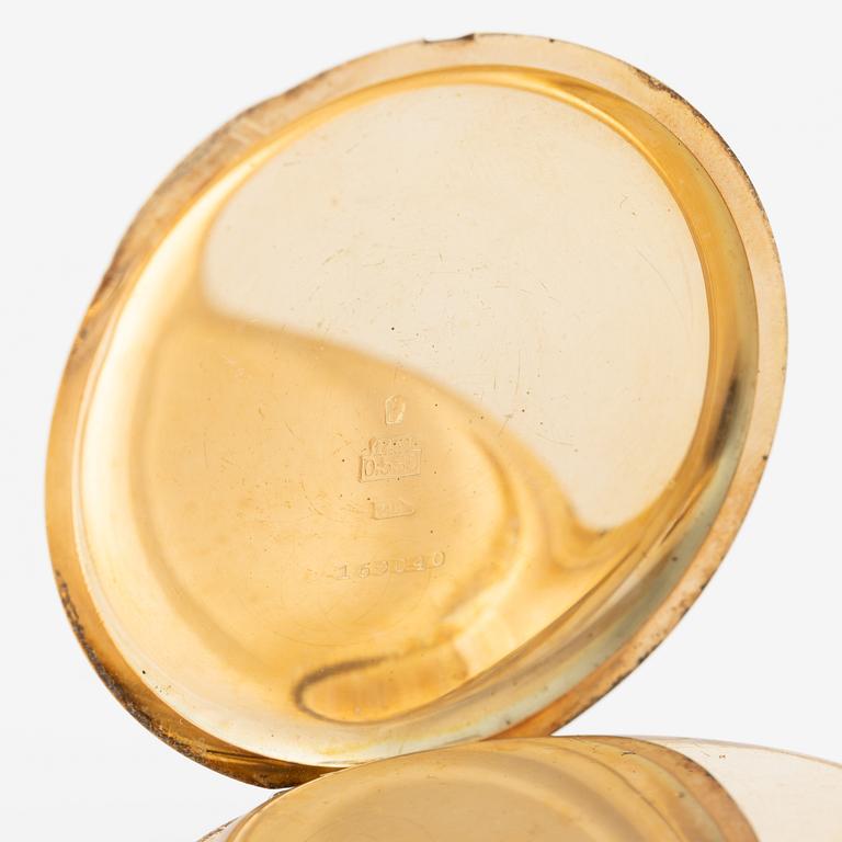 Pocket watch, H. Runsten Stockholm, lever escapement, including a ring in 18K gold.