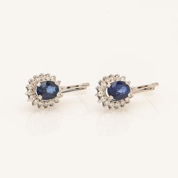 Earrings, a pair, 18K white gold with sapphires and diamonds.