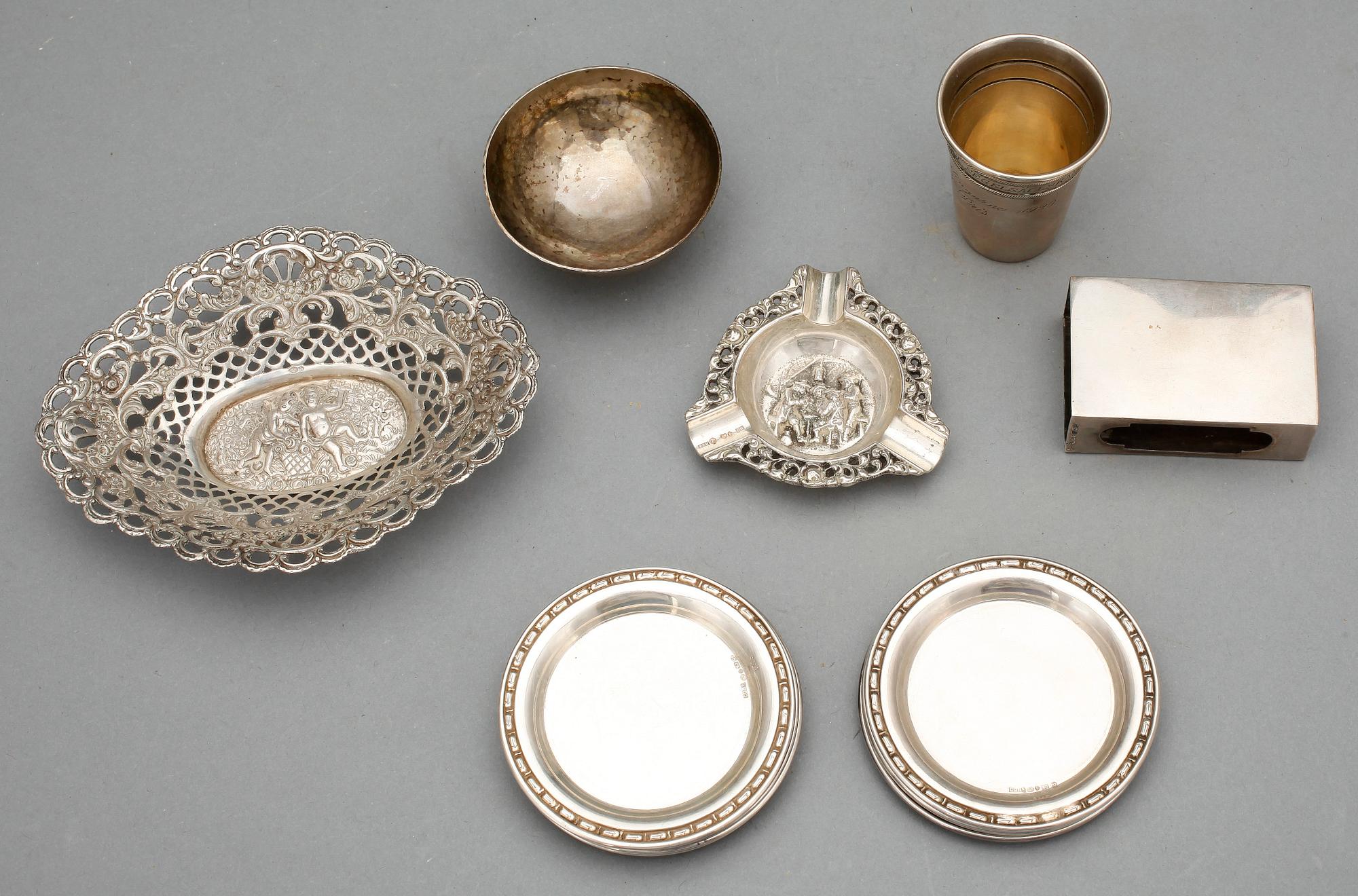 BESTICKSERVISDELAR, 41 delar, silver, bla K Anderson, mestadels 1900-tal. Totalvikt: ca 1060 gram.