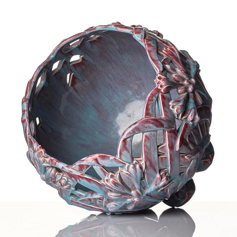 Gunnar Wennerberg, a glazed ceramic flower pot, Gustavsberg, ca 1898.
