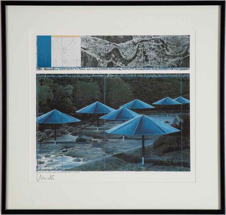 Christo & Jeanne-Claude, färgoffset, diptyk, 1991, signerade.