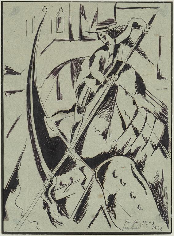 John Jon-And, tusch på papper, signerad och daterad Venedig 19-3 1922.