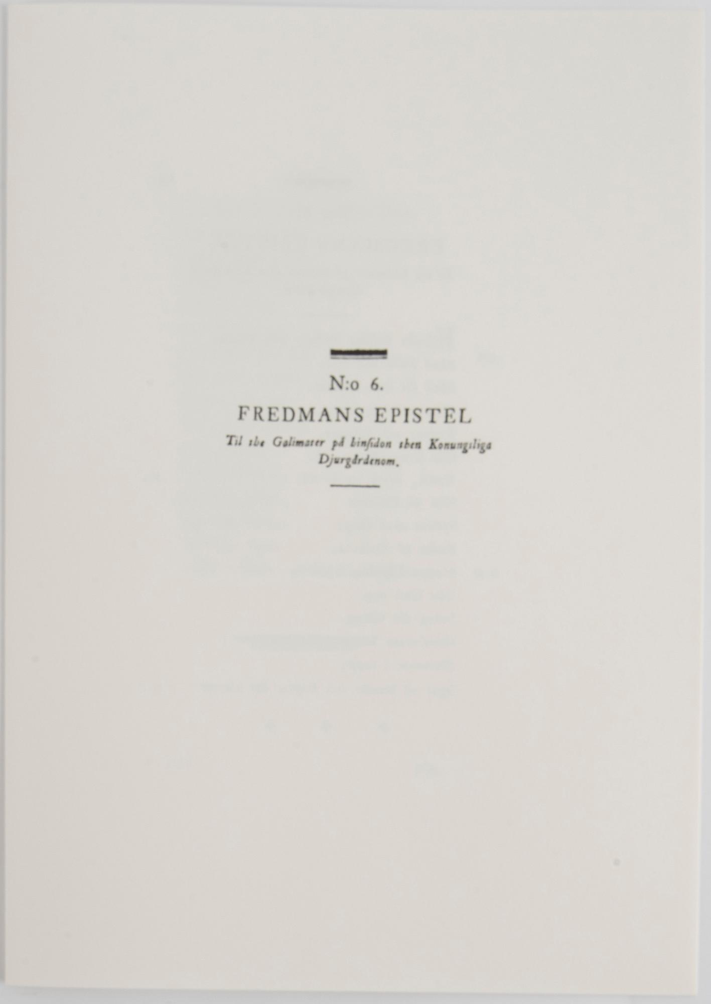 Peter Dahl, "Carl Michael Bellman: Fredmans Epistlar".