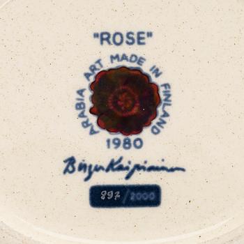 Birger Kaipiainen, a decorative ceramic 'Rose' plate, marked Arabia 1980 Made in Finland, and numbered 897/2000.