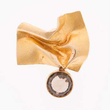 BJÖRN WECKSTRÖM, BROSCH, rökkvarts, 14K guld. Lapponia 1966.