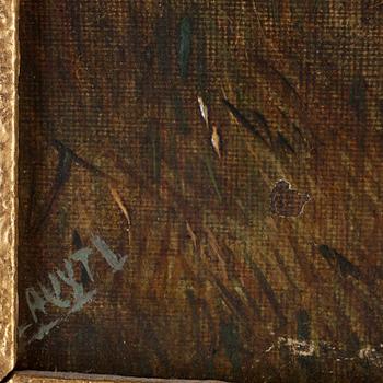 OKÄND KONSTNÄR, olja på duk 1800-tal. Bär singatur.