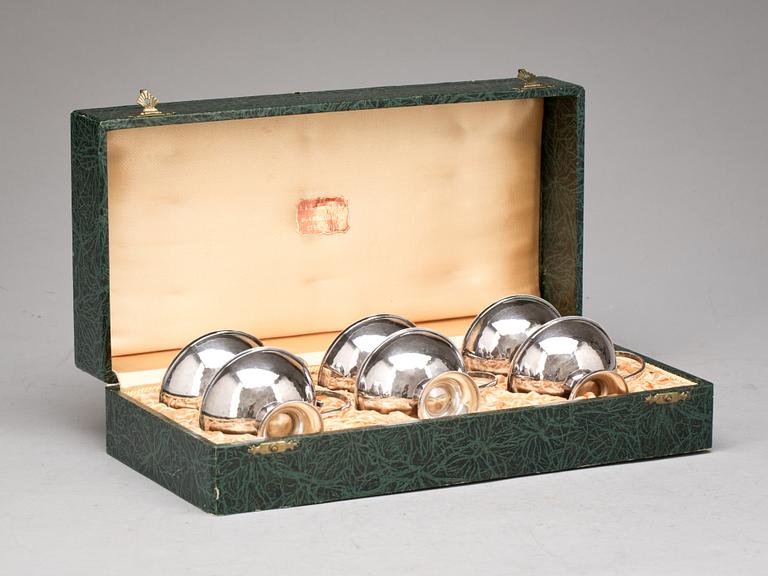 PUNSCHMUGGAR, 6 st. Silver, svensk mästare 1955. Total vikt c:a 195 g.