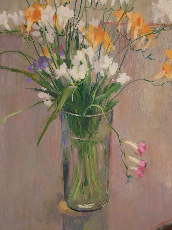 Olle Hjortzberg, Stilleben med blommor och frukter.