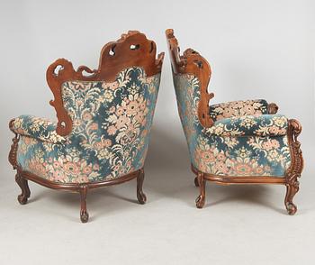 FÅTÖLJER, 1 par, rokokostil, 1900-talets andra hälft.