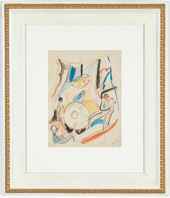 John Jon-And, watercolour on paper, signed.