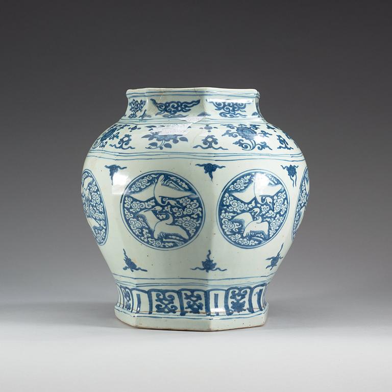 A blue and white jar, Ming dynasty, 16th Century.