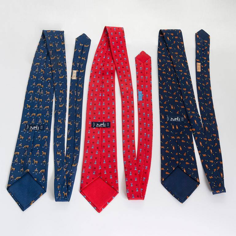 Hermès, three silk ties.