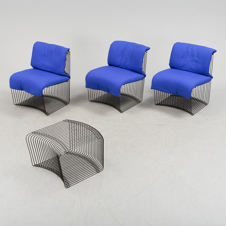 VERNER PANTON, Three 'Pantonova' easy chairs and a sidetable, late 20th Century.