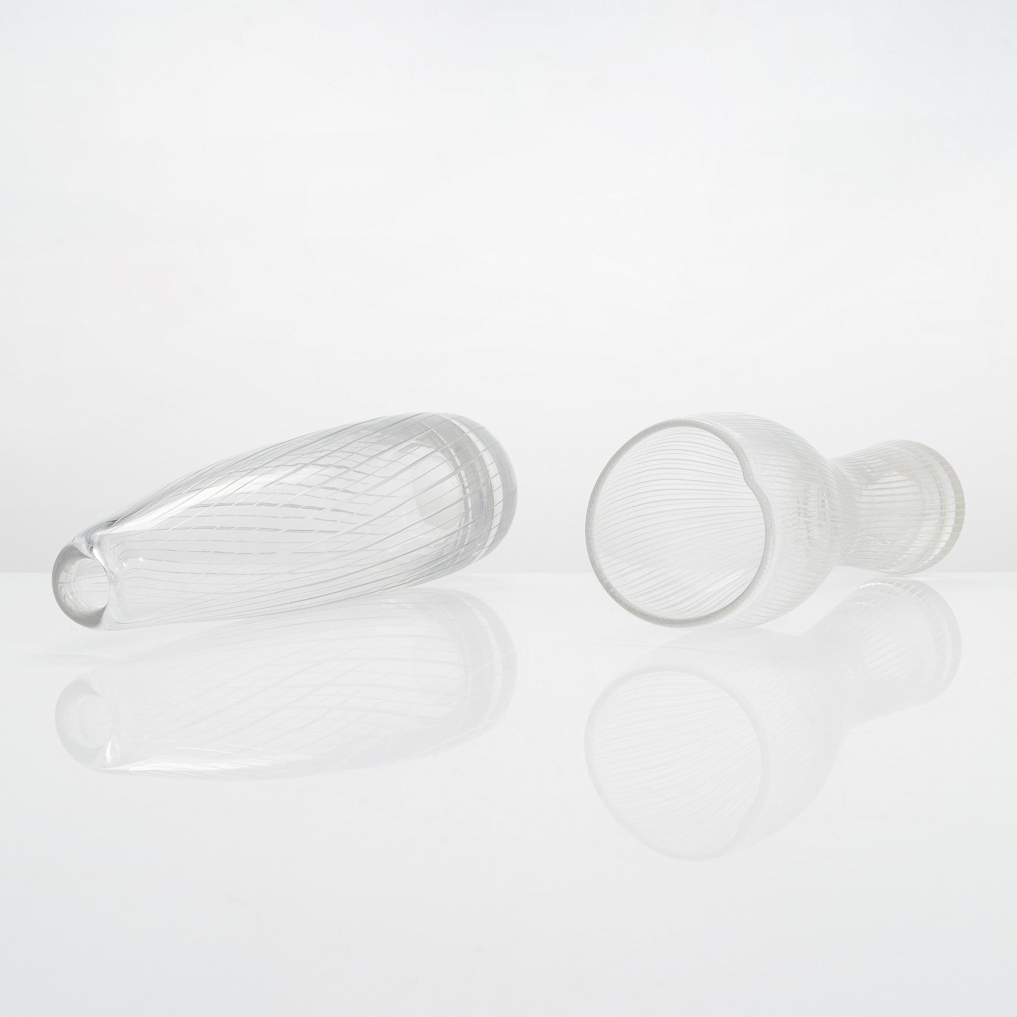 Tapio Wirkkala, 2 vaser, signerade Tapio Wirkkala, Iittala.