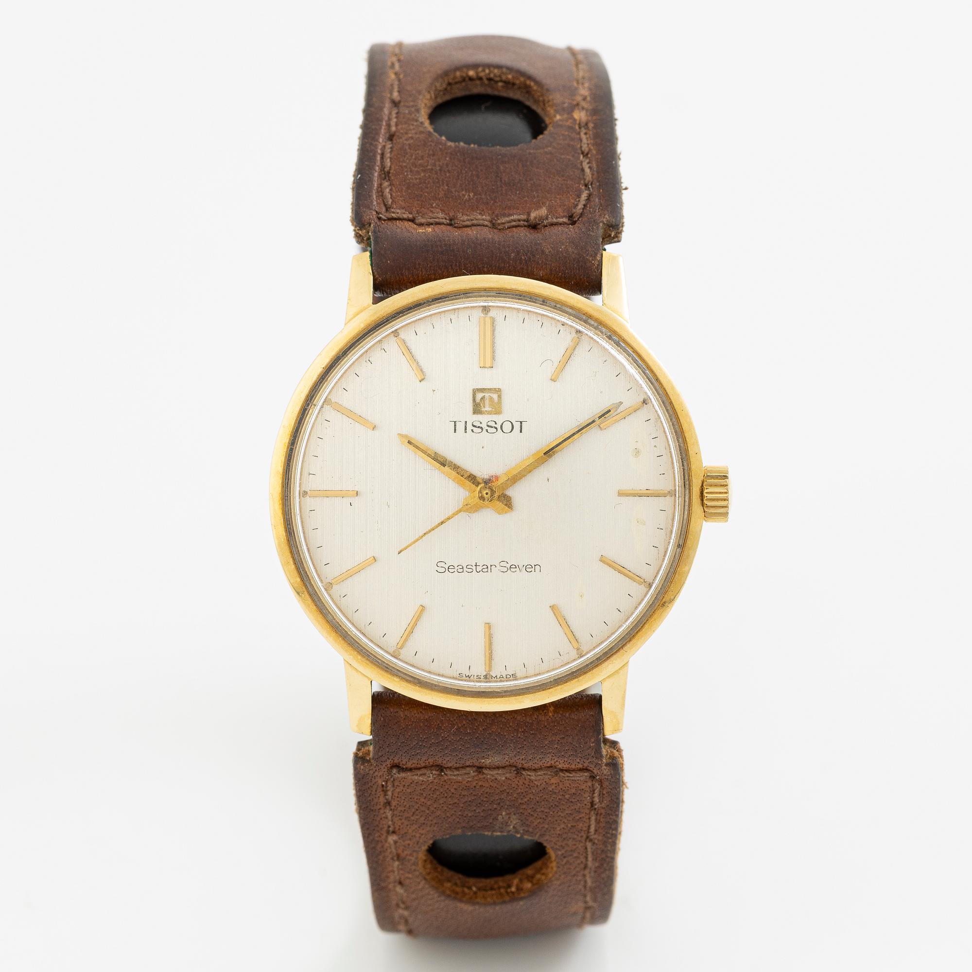 Tissot, Seastar Seven, 18K gold, wristwatch, 34 mm.