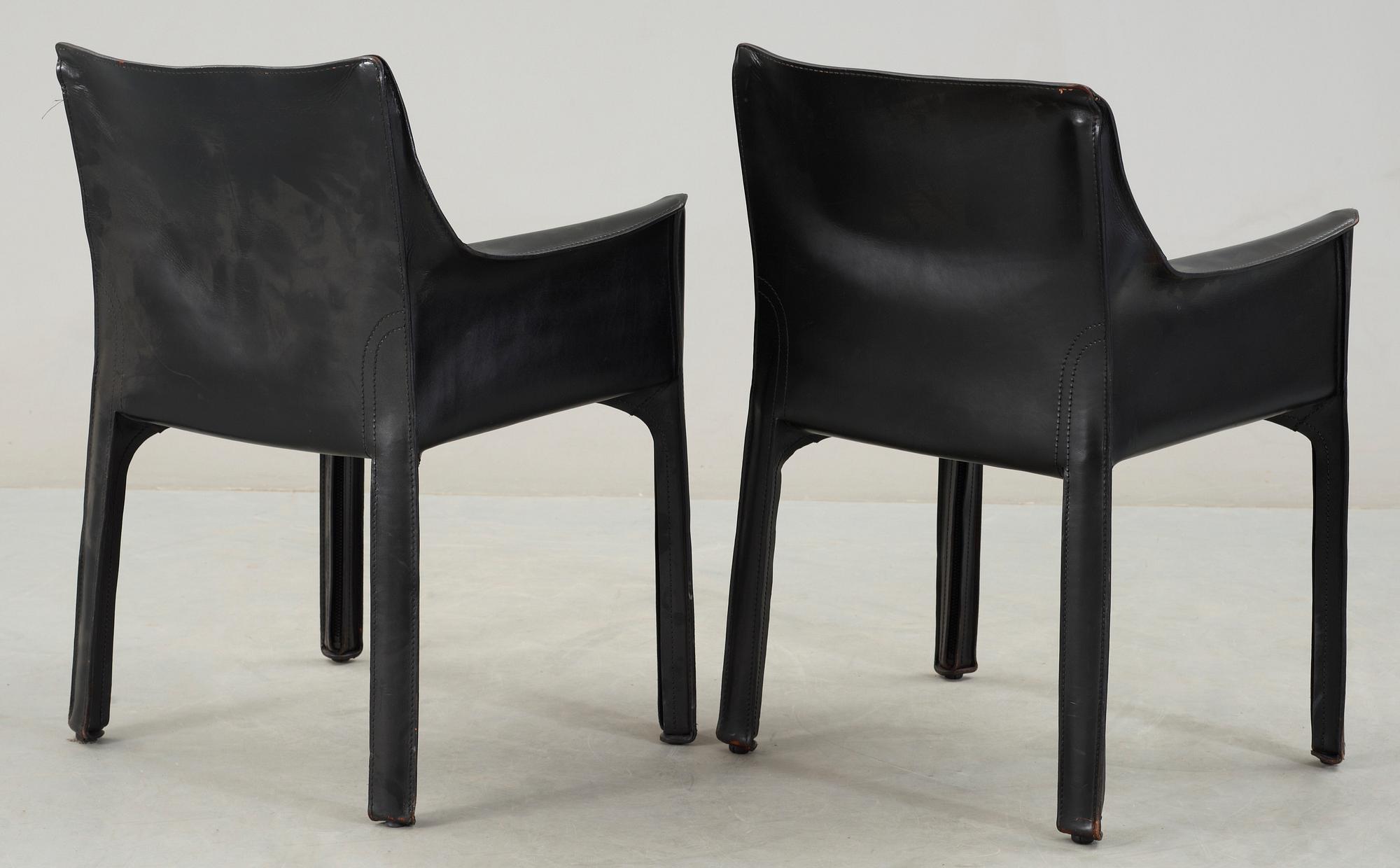 KARMSTOLAR, ett par, "CAB", Mario Bellini, Cassina, Italien. Modellen formgiven 1977.