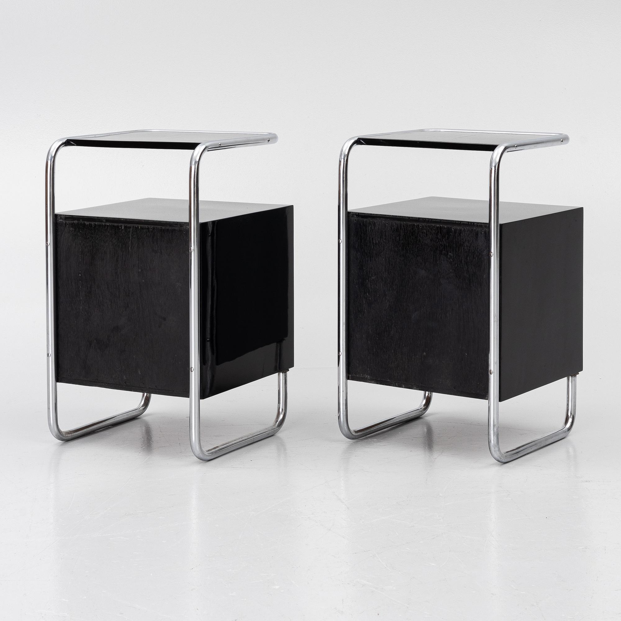 Bedside tables, a pair, Functionalist, 1930s.