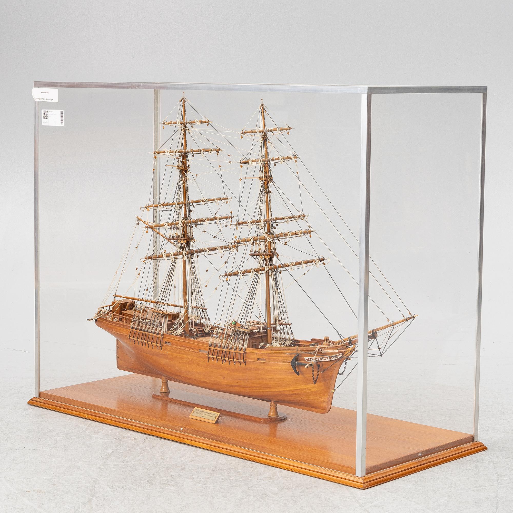 A model of the brig Marie Spophie of Falmouth, by Åke Pettersson, 1958.