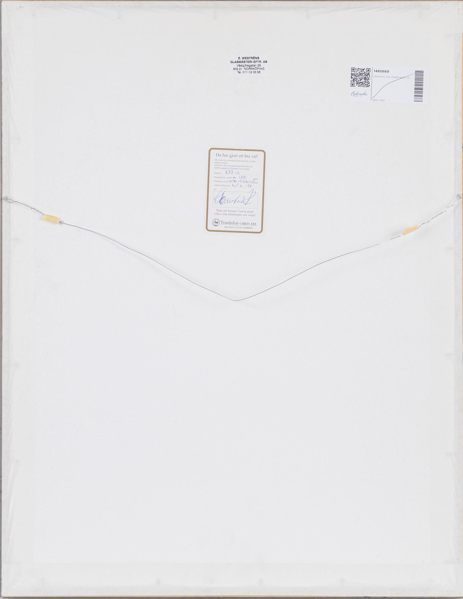 Madeleine Pyk, färglitografi, 1994, signerad 3909/5000.