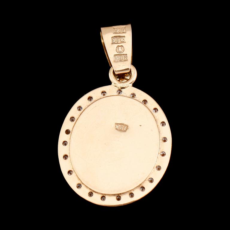 HÄNGE, 18k guld, korall och diamanter, JEG Stockholm 1988.
