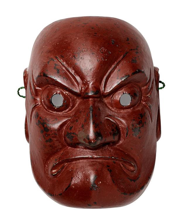 A red painted Japanese Noo Masque, period of Meiji.